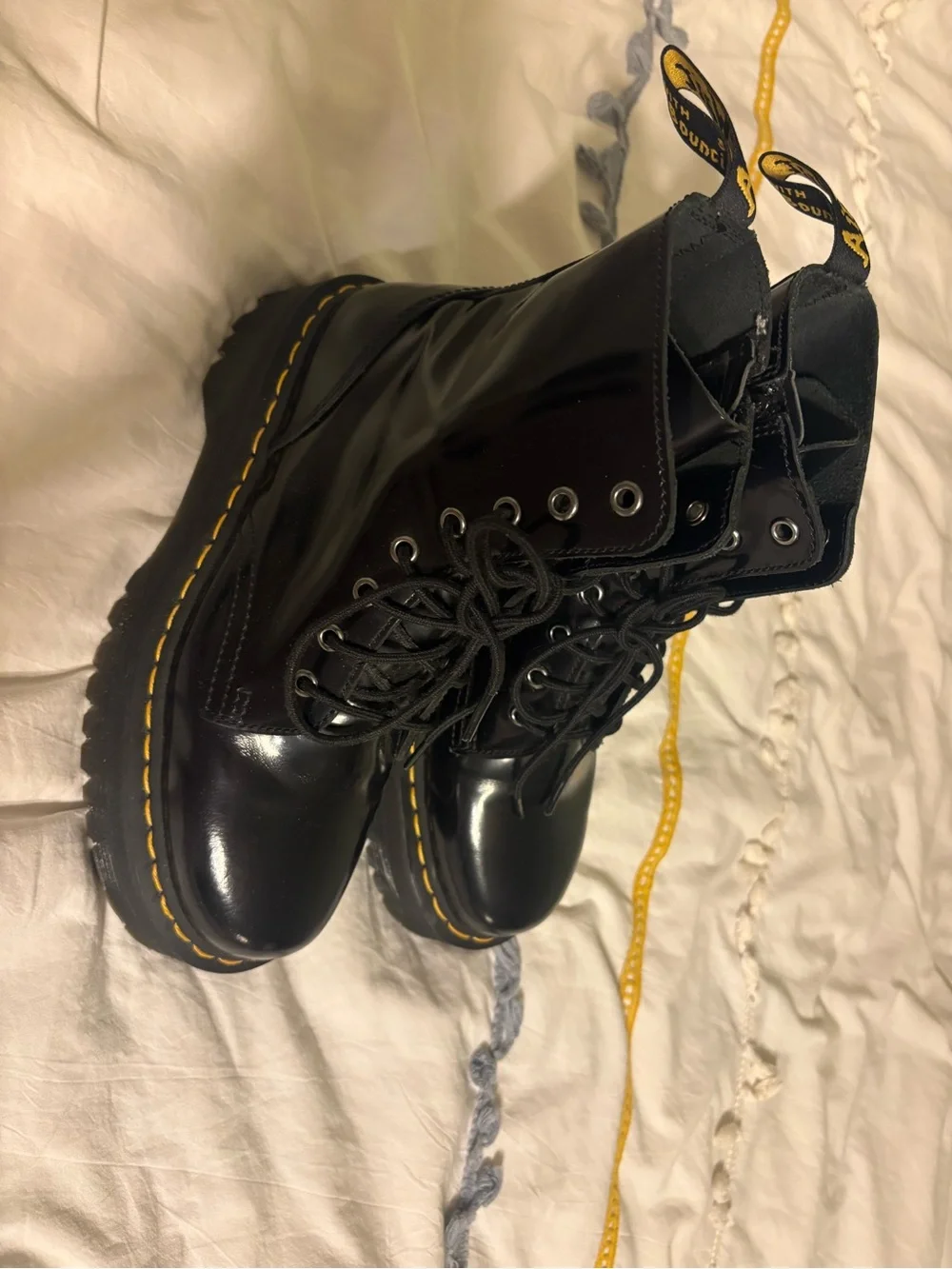 Dr. Martens Black Patent Lace-Up Platform Boots